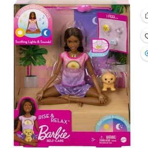 Barbie Poseable Self-Care Rise & Relax Doll with Puppy Toy Yoga Barbie